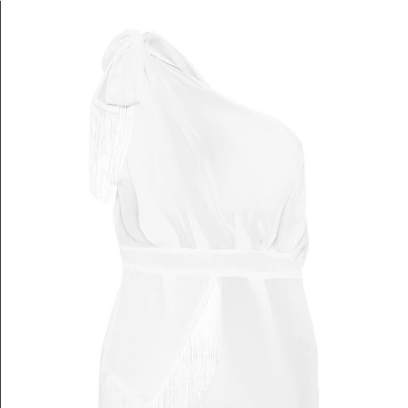 White Asymmetric Fringe Beach Dress - Picture 5 of 5